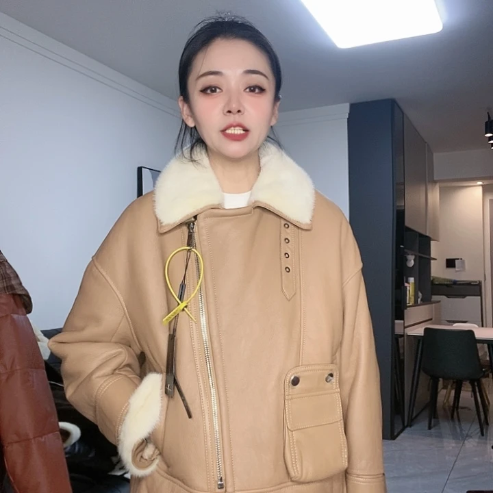 绵羊皮配水貂皮毛一体L130，XL140斤内