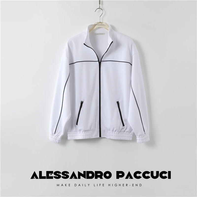 【孤品不退换】24183X【户外轻行】黑白撞色运动风拉链外套2024秋