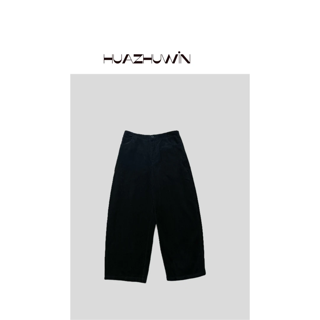HZ-私服款水洗黑色灯芯绒休闲裤
