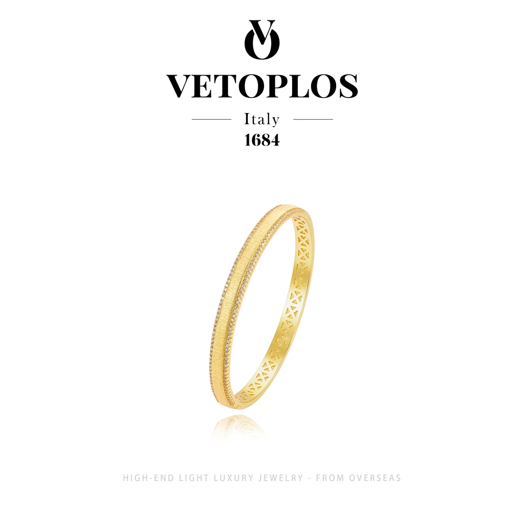 镀K金【财光万丈】vetoplos古法拉丝手镯F0027