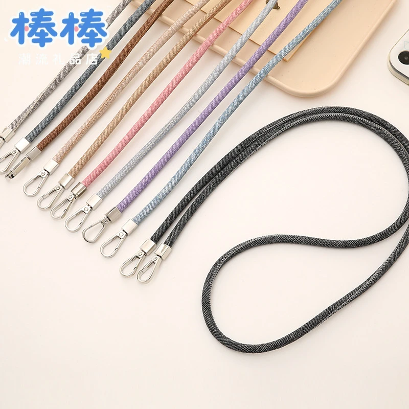 ins新款双扣牛仔布斜挎链可背手机挂绳箱包挂饰配件钥匙扣挂件