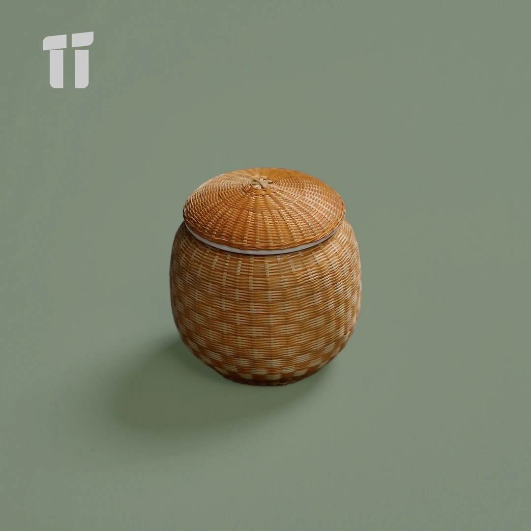 竹编茶叶罐竹丝扣瓷桌面茶具旅行便携收纳密封罐子商务送人礼品