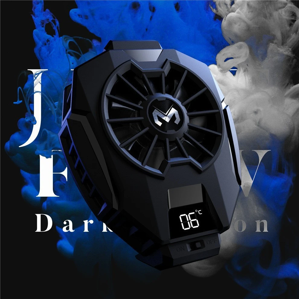 DL05数显制冷手机散热器酷炫彩灯双向伸缩背夹式手机散热器风扇