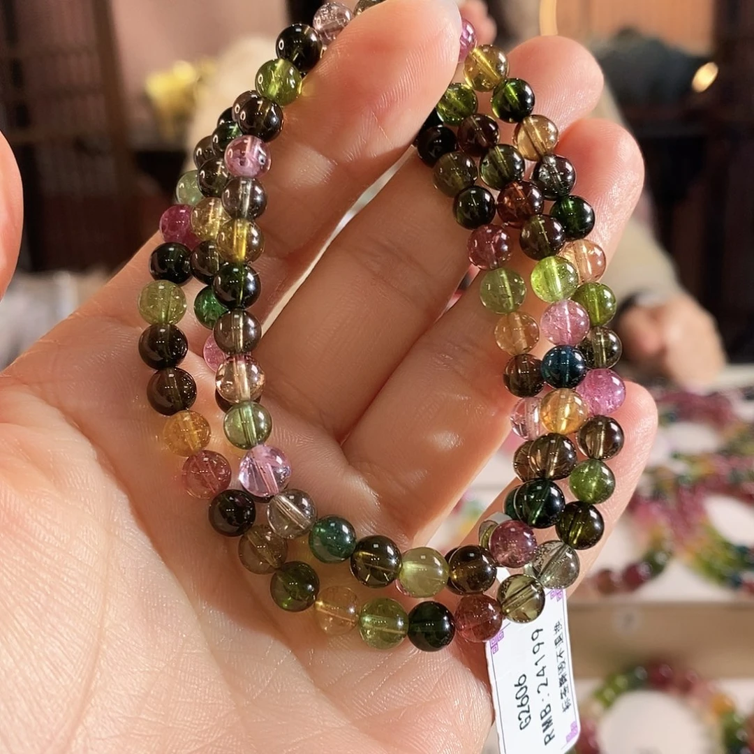 碧玺手链未镶嵌G2606三圈颜色微差