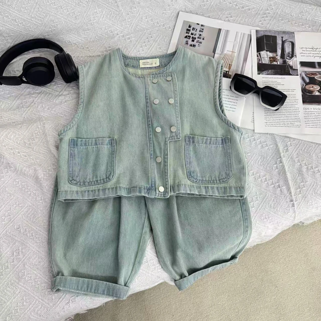 2025套头新款洋气衣服儿童帅气50140牛仔套装