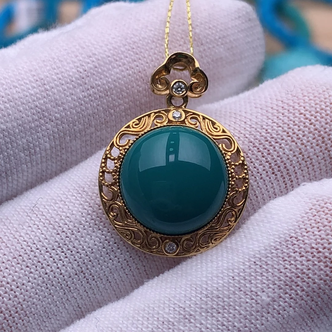 绿松石18K金镶嵌珠宝奇石