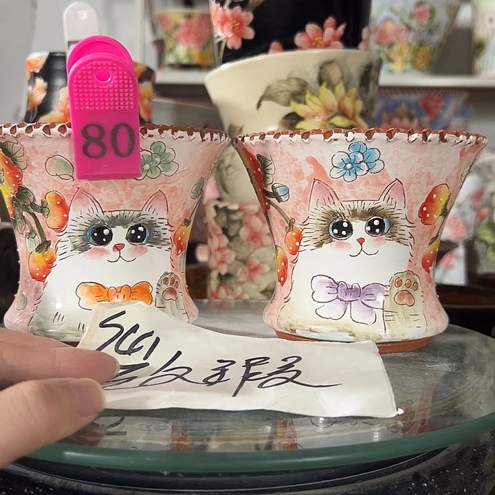 景德镇幸运花盆手绘韩式花盆