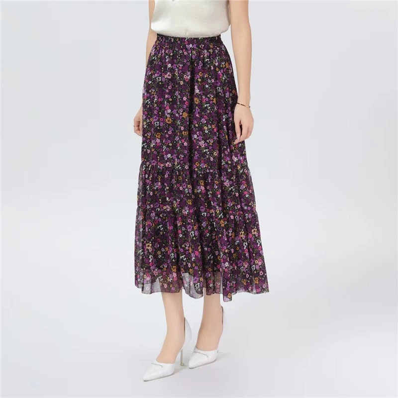 【商场同款】2025夏季新款百搭高腰透气显瘦碎花蛋糕半身裙女