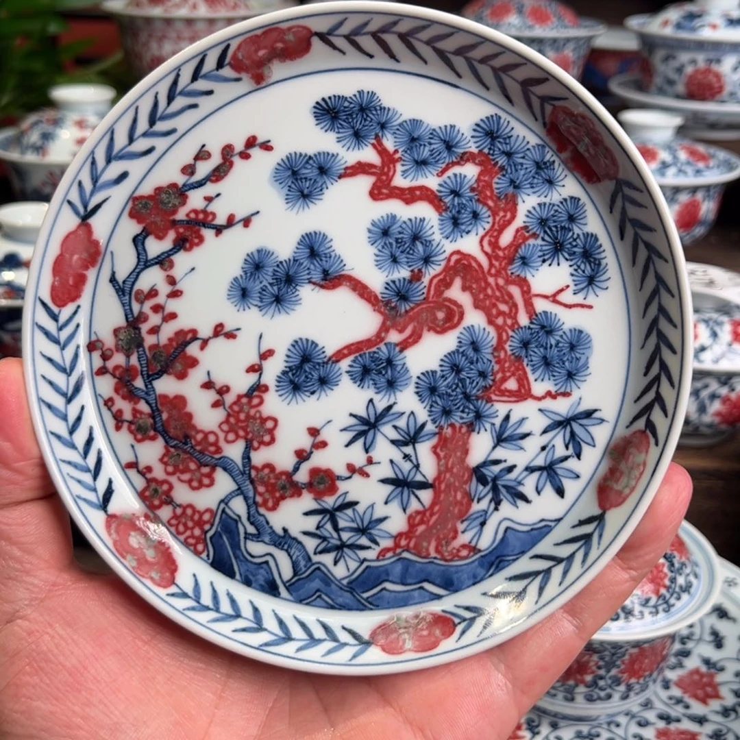 微瑕福利景德镇原矿釉里红壶呈不退不换