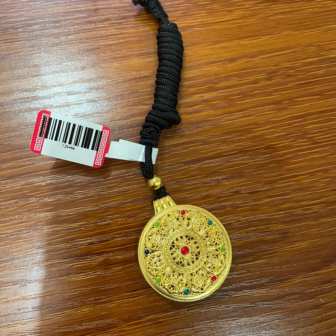 古法烧蓝珐琅双面八宝罗盘足金999吊坠（赠绳不含链）