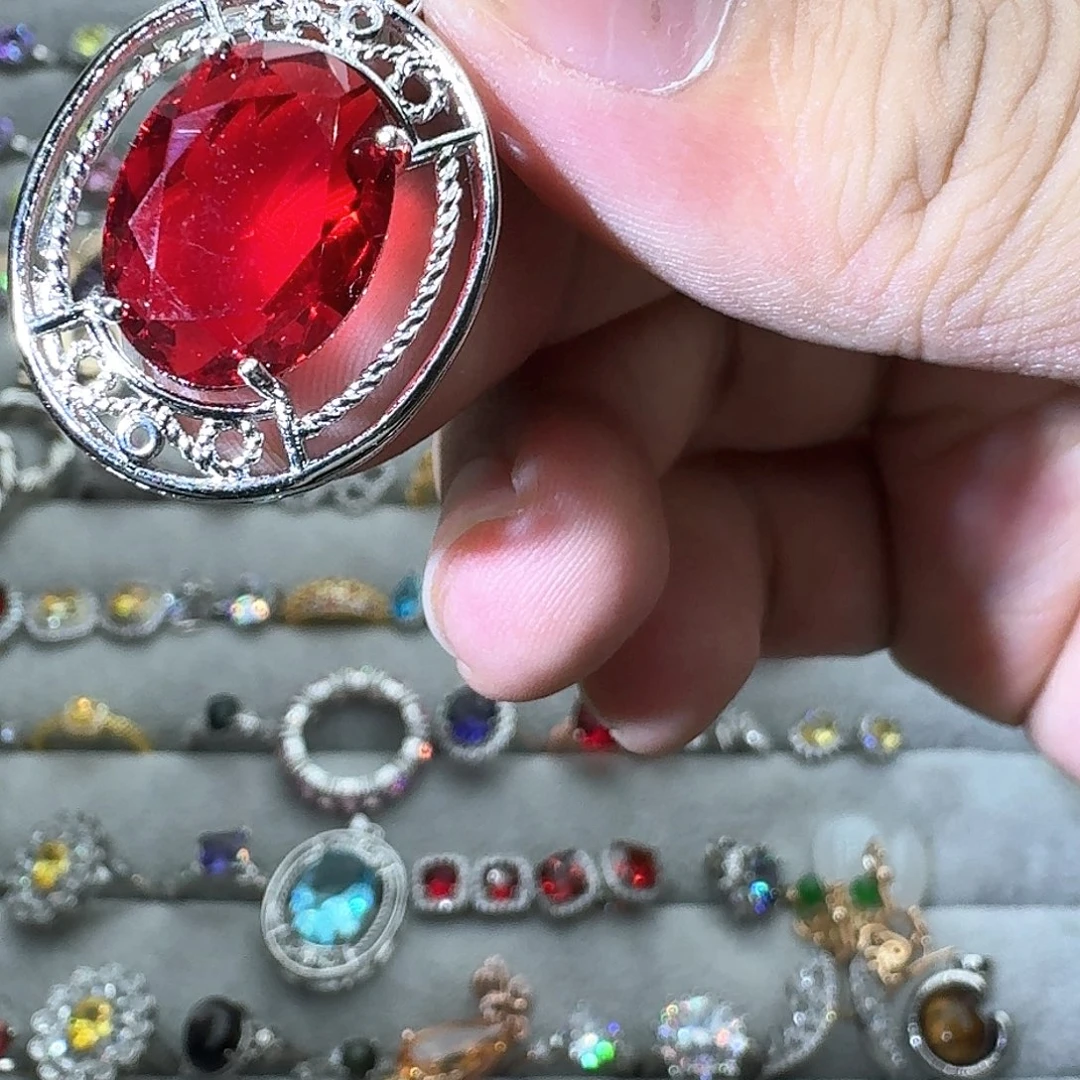 托帕石戒指银S925镶嵌