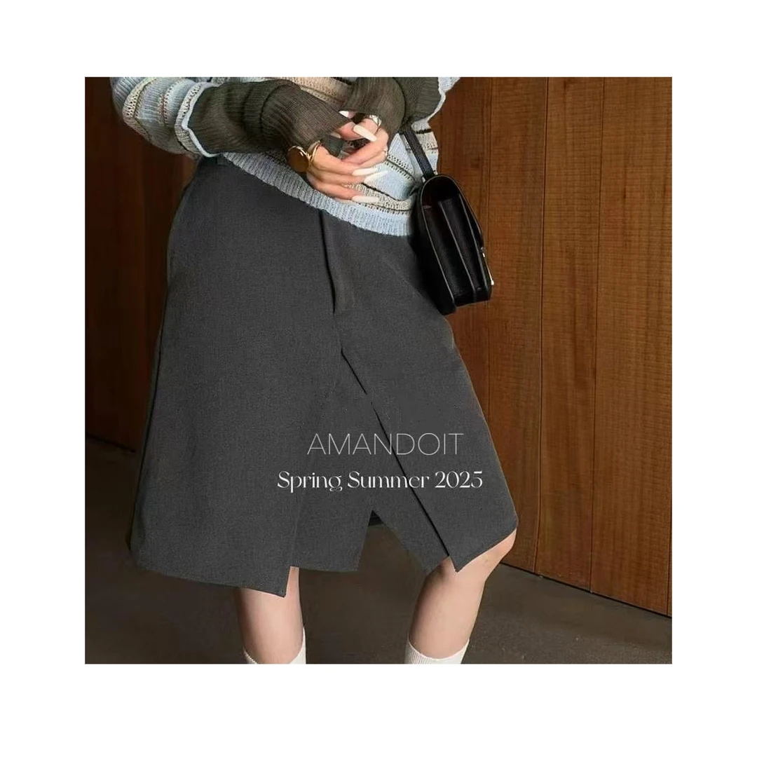 3918丨msk开叉两层错位中半裙