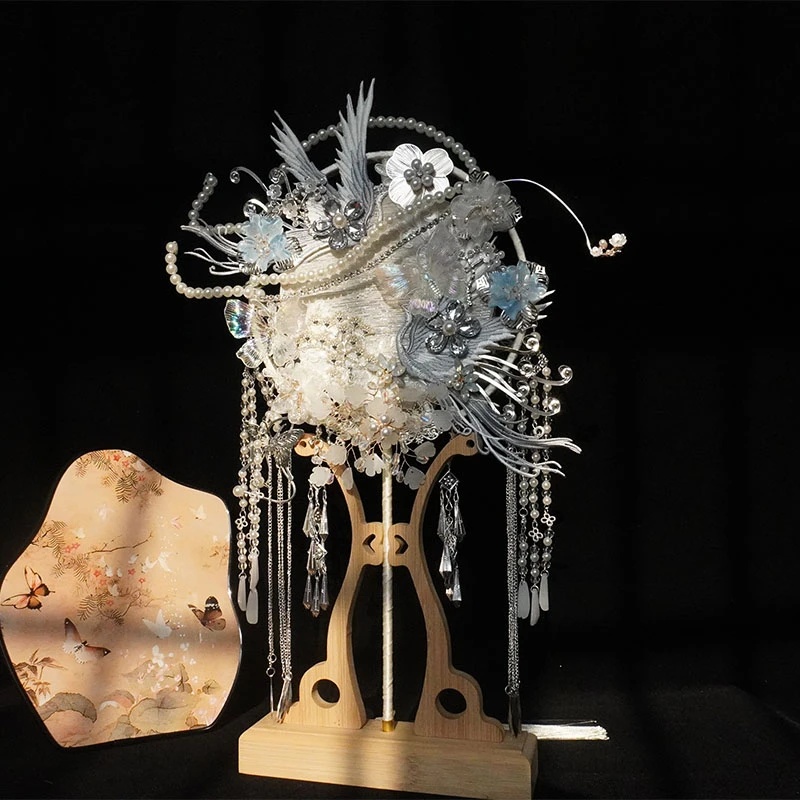 中式婚礼新娘新婚礼物双面重工团扇手工DIY材料包成品高级感喜扇