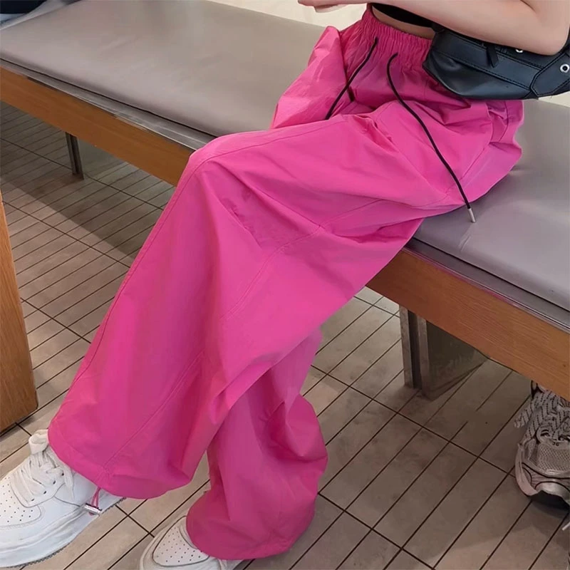 韩版高腰显瘦阔腿气球裤女夏季宽松舒适速干休闲裤百搭两穿弯刀裤