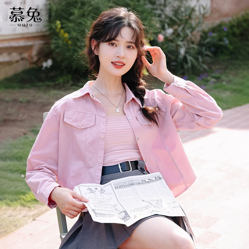 【正】【真两件套】上衣女2024秋季条纹吊带背心短款外套衬衫套装