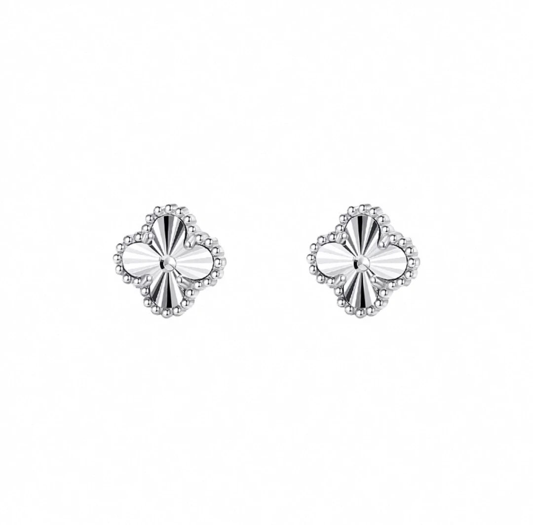 925银耳饰 【镭射四叶草】精致养耳洞简约小众轻奢气质超闪上班通勤