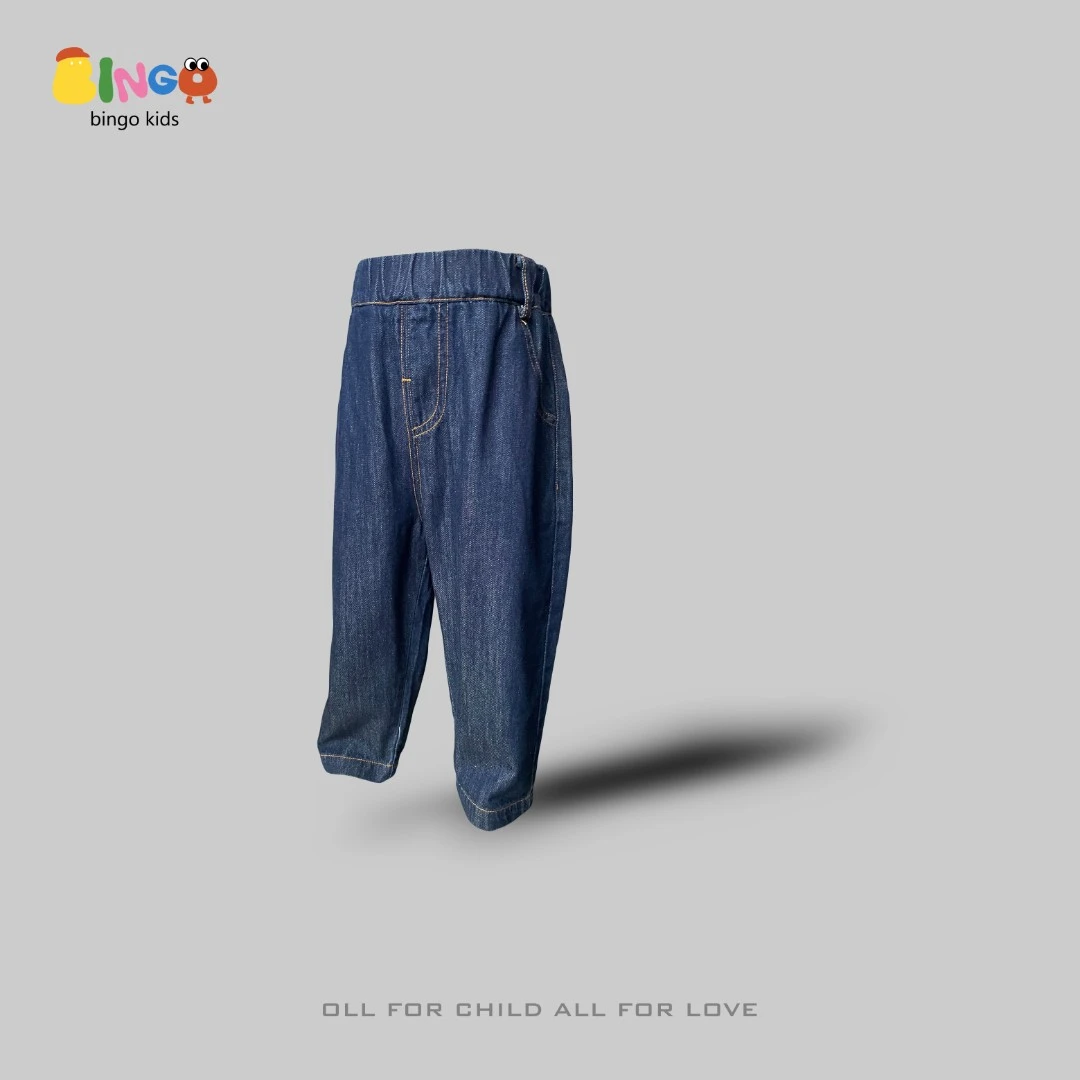 【4016】春季儿童撞色口袋牛仔裤深蓝宝宝