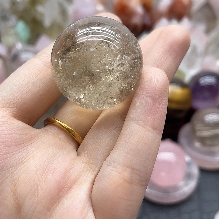 珠宝半成品水晶未镶嵌45黄水晶球卡3mm