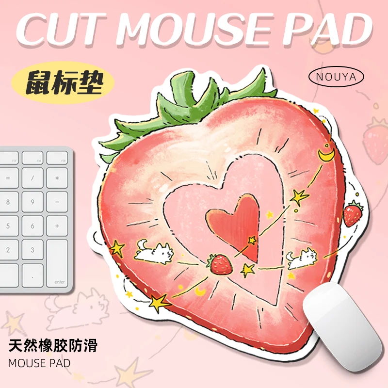 草莓蛋糕小猫鼠标垫女生办公室高颜值ins风小号电脑桌垫可爱异形