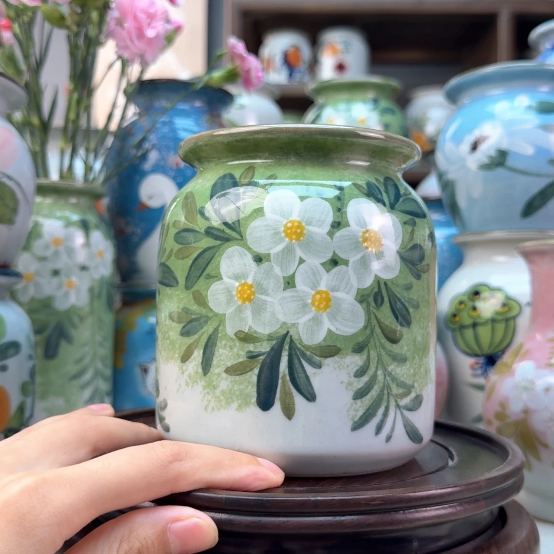 景德镇纯手绘陶瓷花瓶无孔