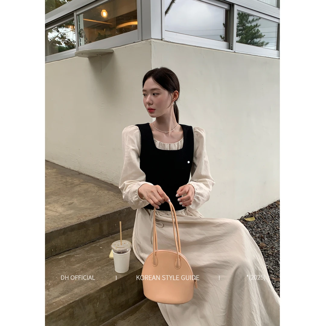 DH OFFICIAL大花【温莎少女skirt】浪漫天丝蝴蝶结真两件叠穿连衣裙