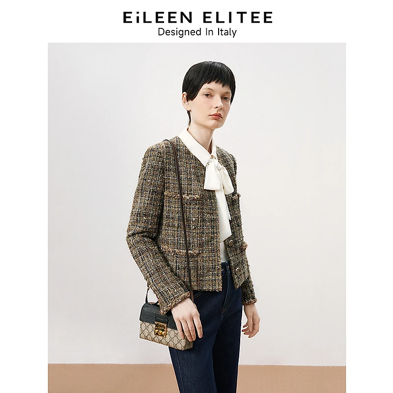 【意大利设计】朗姿秋冬新款复古高级感小香风短外套上衣女年欧若风