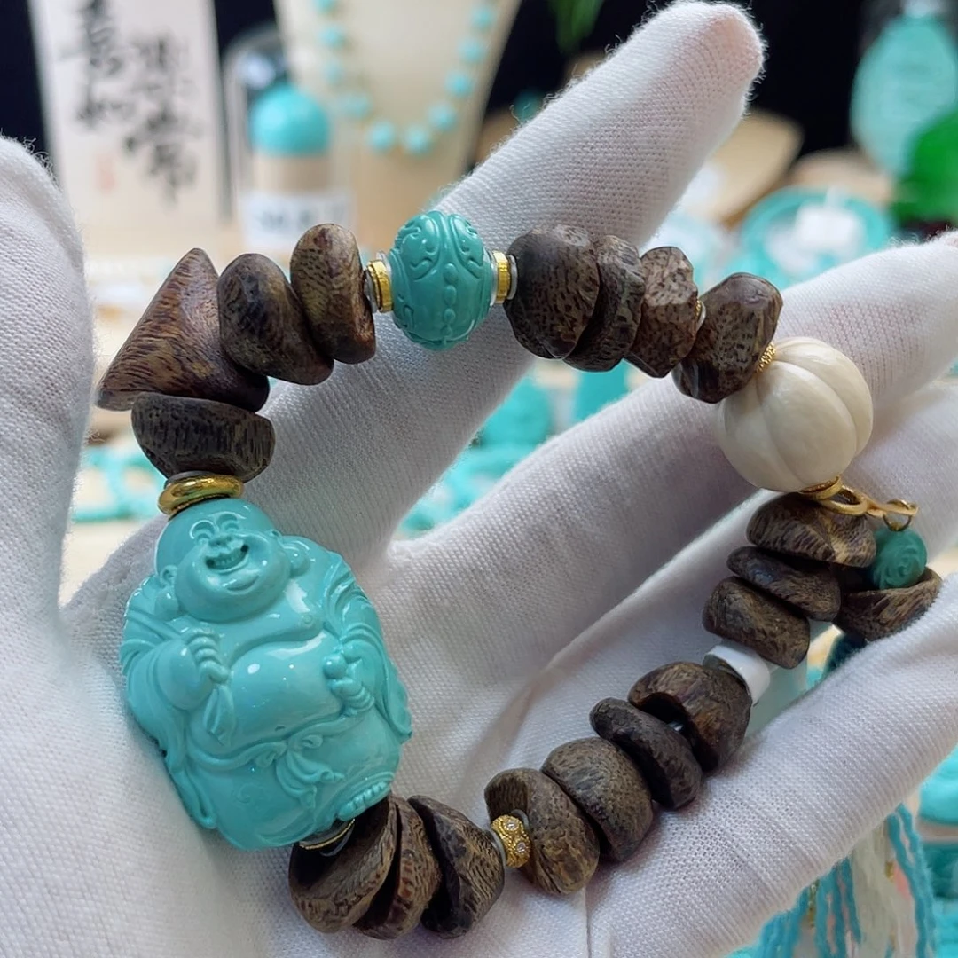 18K金镶嵌绿松石珠宝奇石