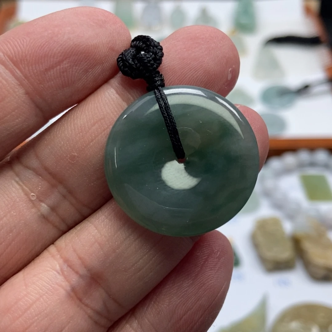 翡翠未镶嵌颈饰平安扣 飘花  天然缅甸ａ货翡翠