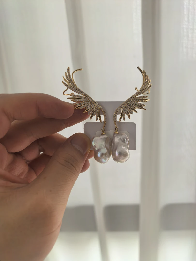 铜合金耳饰 天使之翼原创金色耳饰（多样性发货）