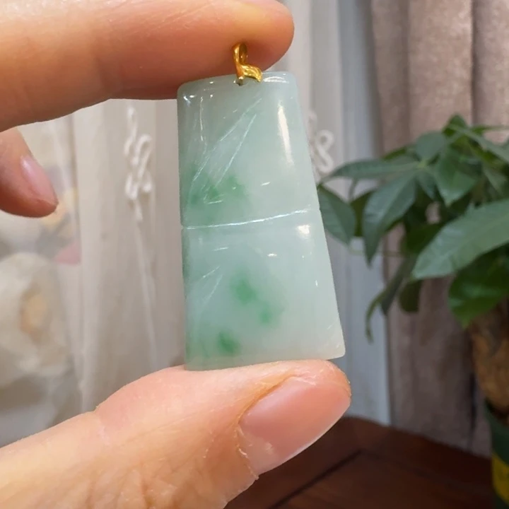 翡翠18K金镶嵌颈饰竹节 大尺寸