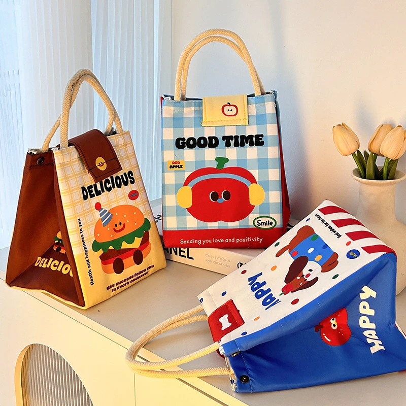 可爱保温饭盒袋手提便当包大容量学生上班族便携早餐包带饭零食袋