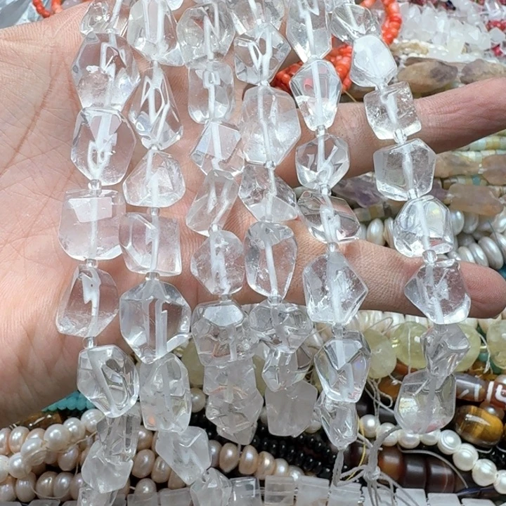 合金玛瑙/玉髓珠宝半成品一条10-12mm白水晶
