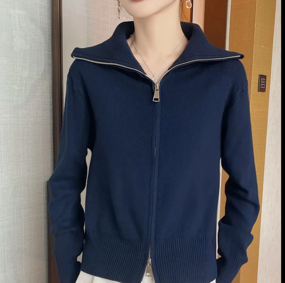 “许妍同款”2025秋季新款琥珀流光双拉链毛衣cc1213