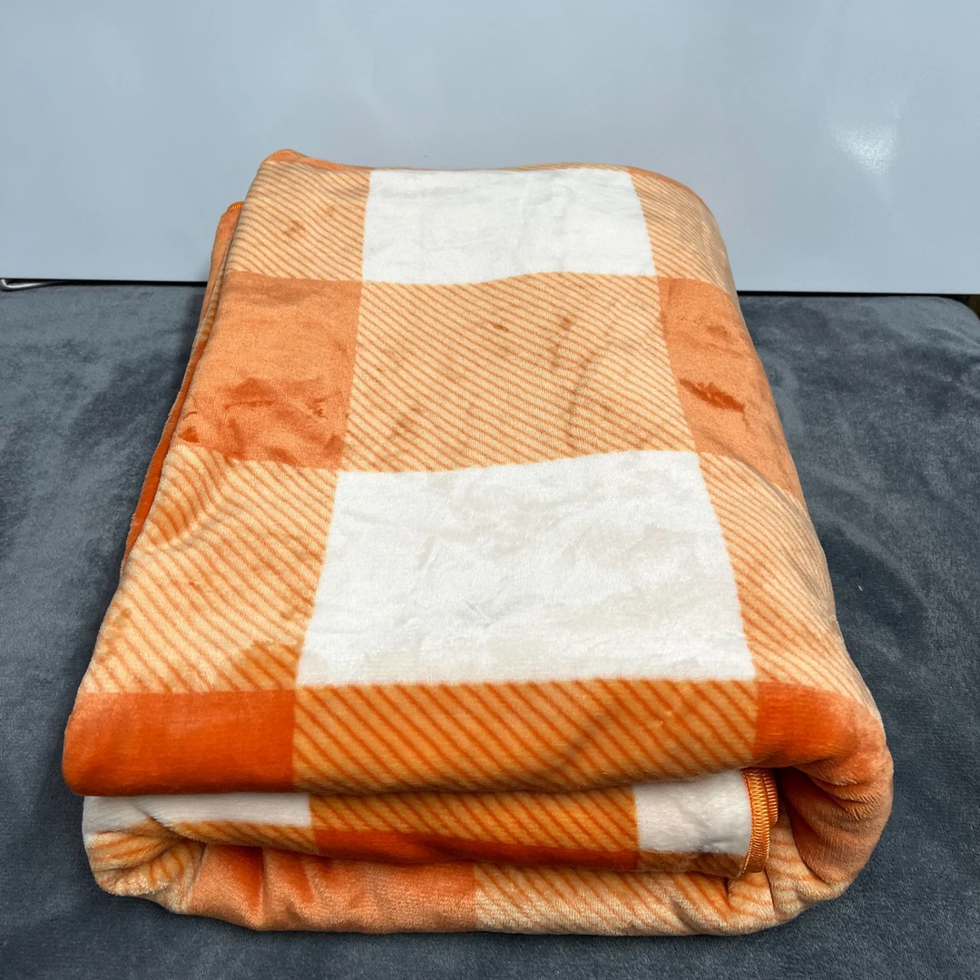 橘大格加厚牛奶绒被套200*230cm冬季双人保暖绒被罩