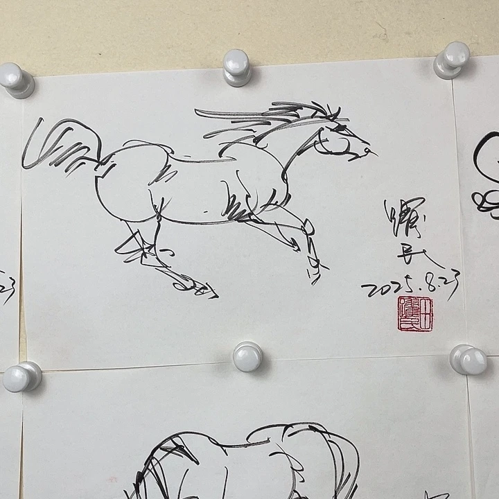 国画田跃民速写马