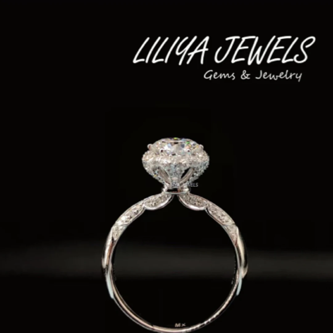 合金莫桑石戒指 梦中婚礼女简约天花板D色银莫桑钻戒指女经典镶嵌