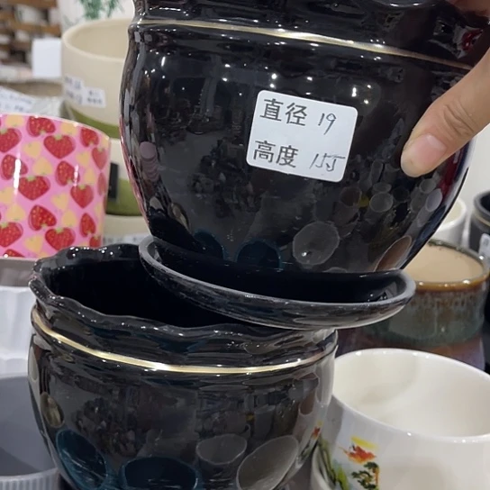 多肉绿植陶瓷花盆9.9包邮，有孔