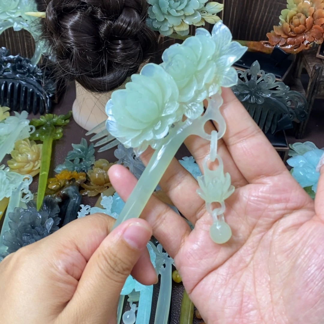 蛇纹石玉未镶嵌发簪