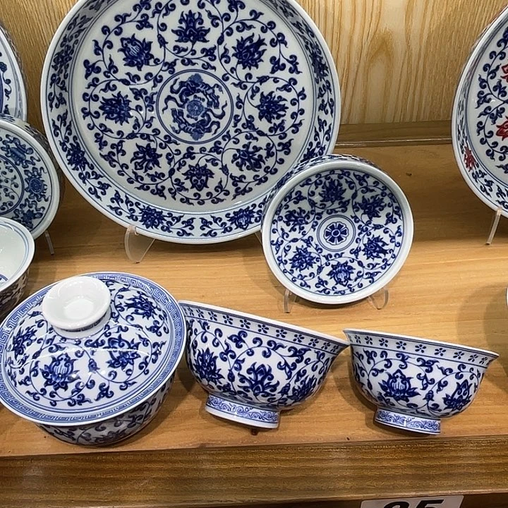 赛***爸青花缠枝莲5件套茶具