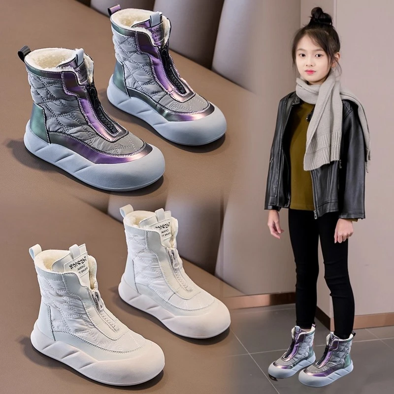 儿童雪地靴女童加绒加厚棉靴2025冬季新款小女孩保暖棉鞋防水靴子