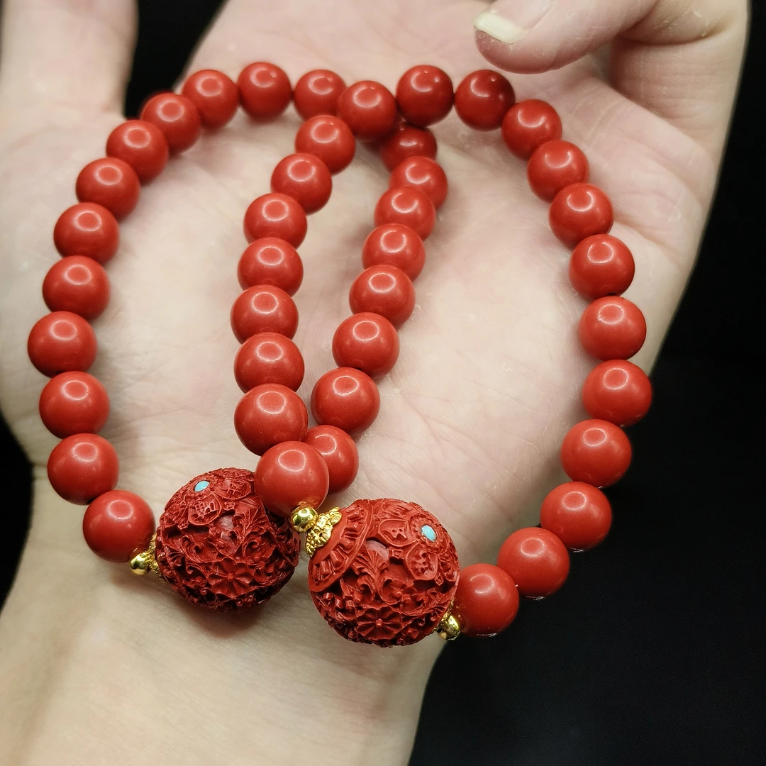 天然辰砂天然辰砂朱砂单圈手串Y22【多样性发其一】约15-8mm