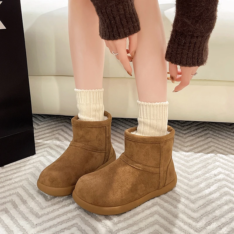 NY森系厚雪地靴平底保暖加绒加厚小土豆雪靴冬季复古勃肯短靴潮