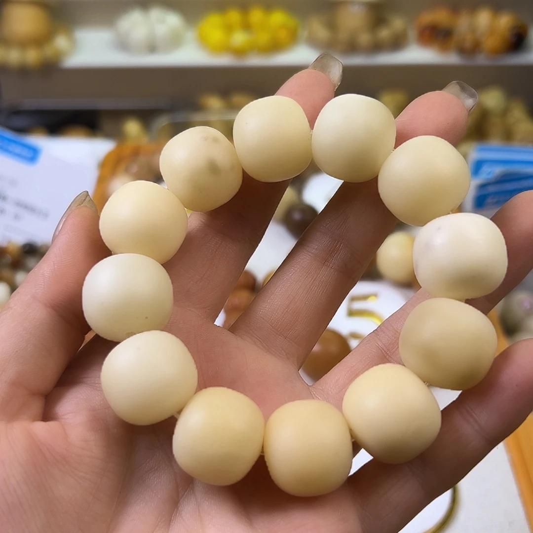 菩提根/象牙果手串瑕疵19干磨奶黄桶11条22