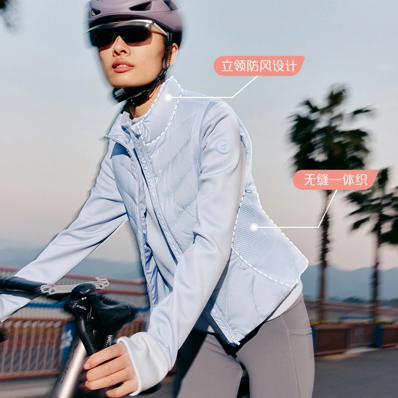 艾莱依立领防风轻薄羽绒马甲女2025春季新款户外运动保暖外套5002