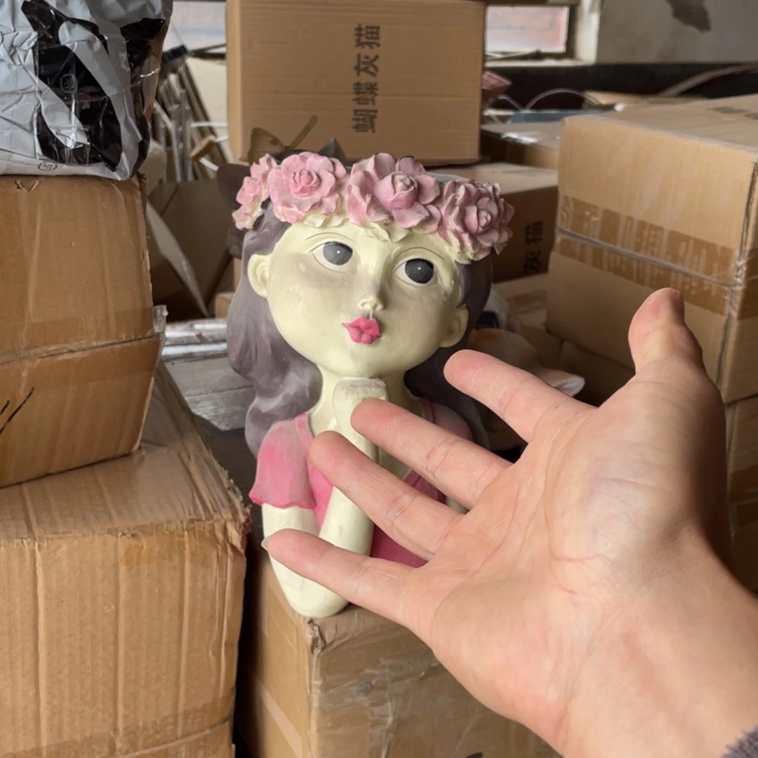 【闪购商品】树脂沉思女孩盆摆件