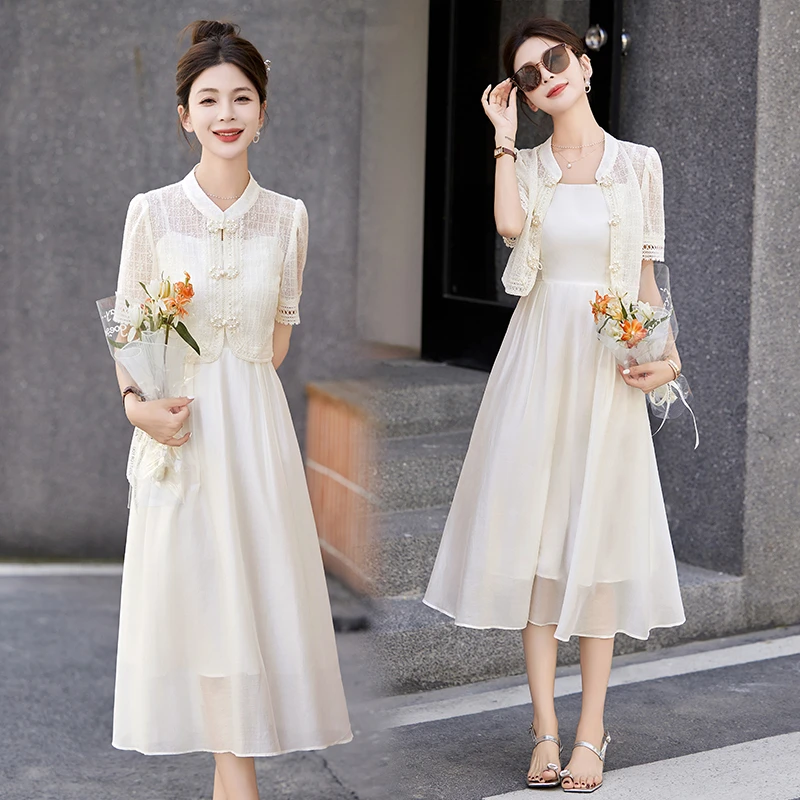 新中式国风套装连衣裙女装2025新款夏高级感小个子时尚两件套裙子