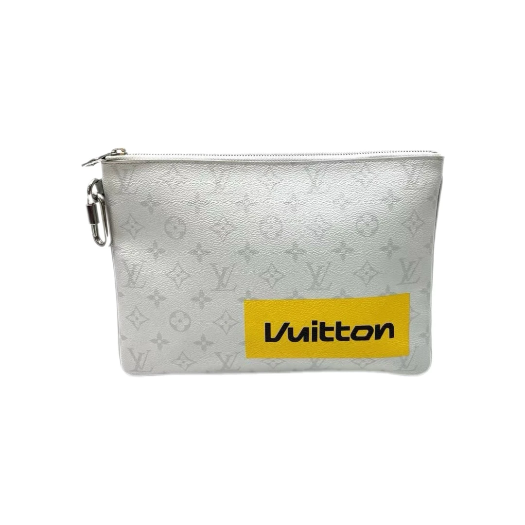 95新 LouisVuitton/路易威登 手拿包 老花 白 /JW0520