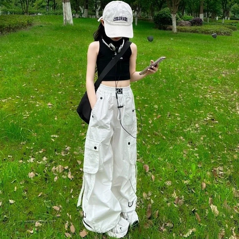 女童工装裤子夏季儿童薄款休闲裤新款中大童女孩洋气宽松阔腿长裤