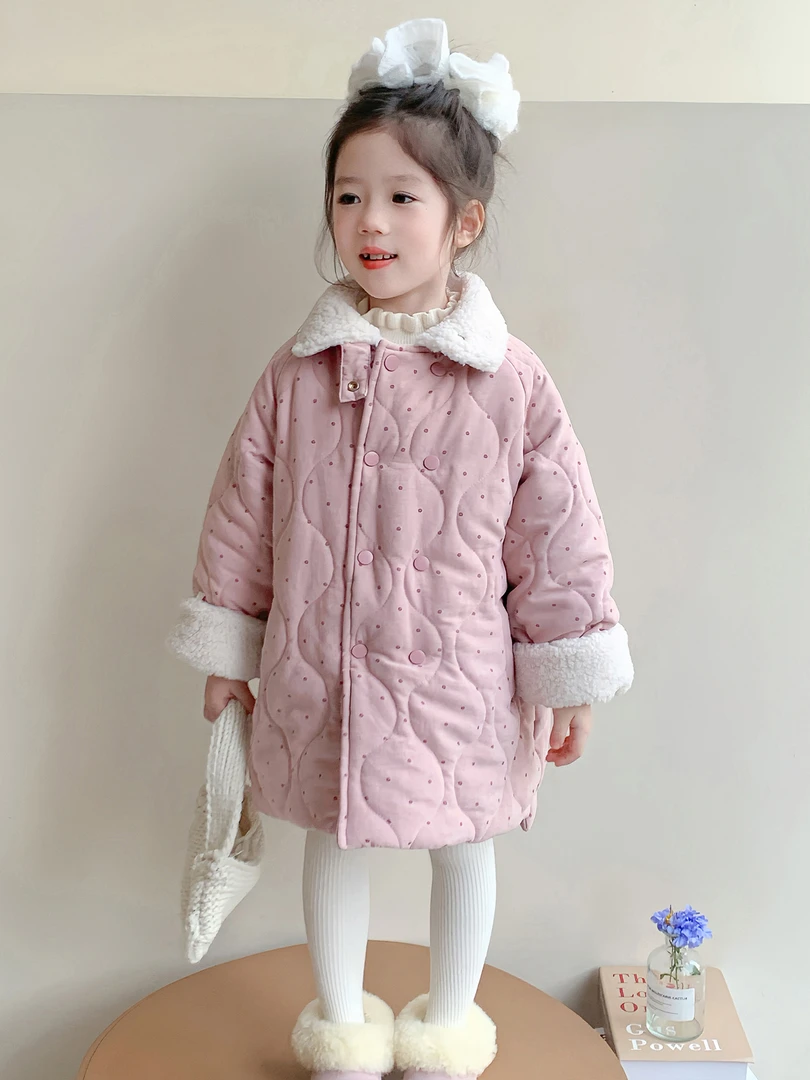 女童加绒棉服冬季2025新款儿童宝宝保暖夹棉外套韩版炸街冬装棉服