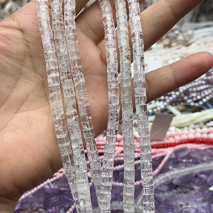 玛瑙/玉髓未镶嵌珠宝半成品一条6/3mm左右白水晶直切